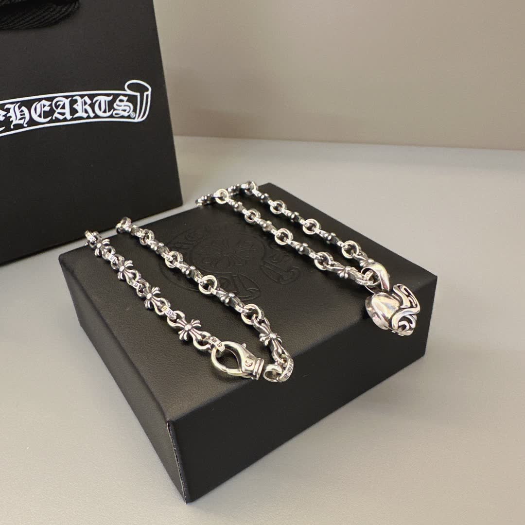 Chrome Hearts Silver Heart Pendant Necklace